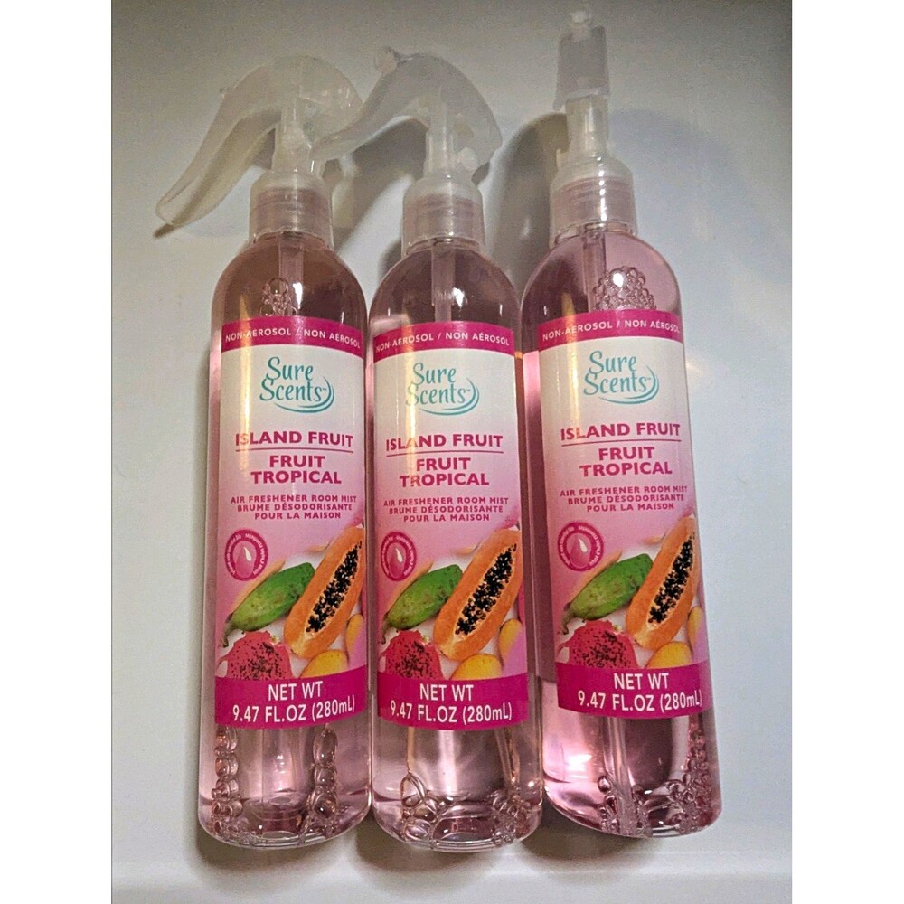 Sure Scents Island Fruit Tropical Room Mist Air Freshener Spray Lot 3x 9.47oz